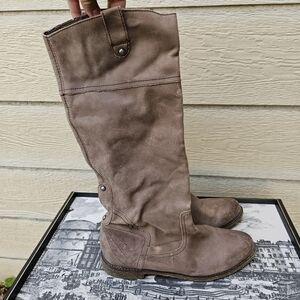 OTBT Petaluma tan taupe pull-on knee-high leather boots 9.5M